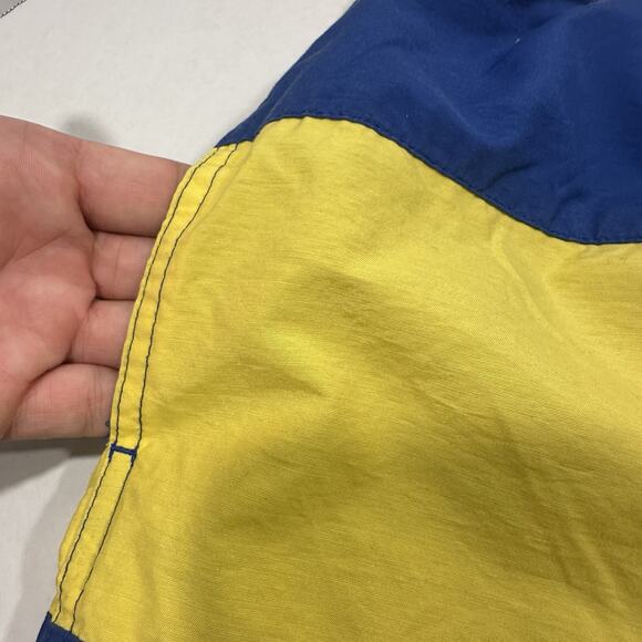 Vintage Polo Ralph Lauren Swim Trunks Men L Blue Yellow Stripe Cargo Board Short - Picture 6 of 12